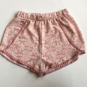 Pink Paisley Smocked Gauze Shorts; Small